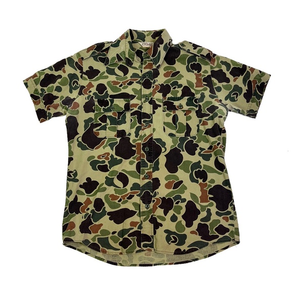 Vintage WALLS Duck Camo Two Pocket Short Sleeve Shirt - Picture 1 of 3